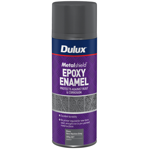 Dulux 300g Metalshield Epoxy Enamel Gloss Spray Paint New Machine Grey UV Resistant Waterproof