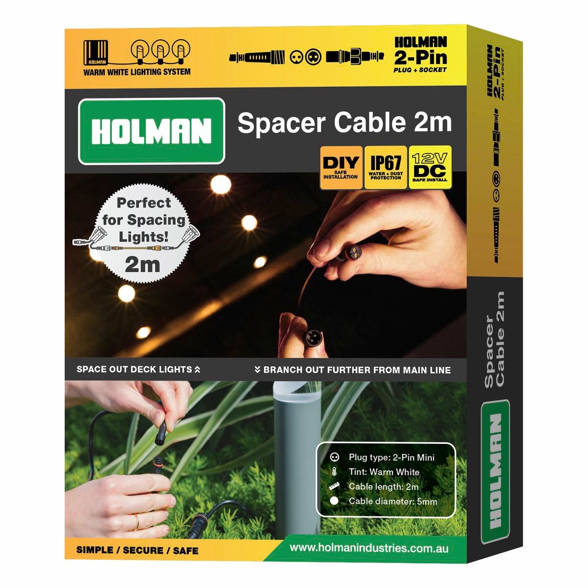 Holman 2m Warm White Garden Light Spacer Cable