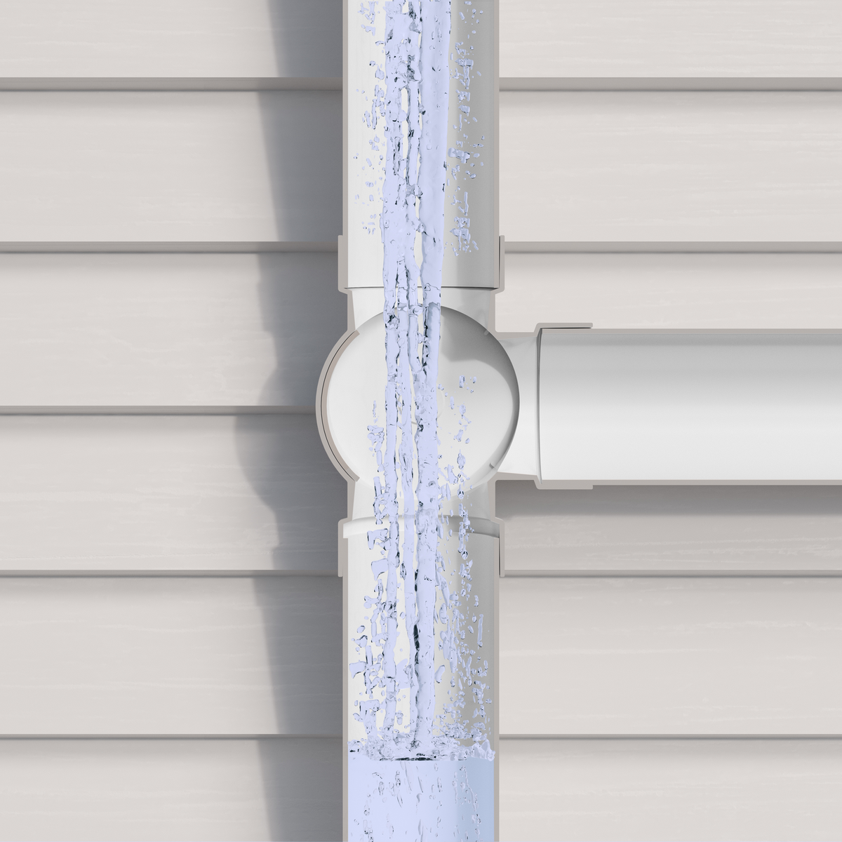 Rain Harvesting 90mm 3-Way Water Diverter, Grey PVC Push-Fit