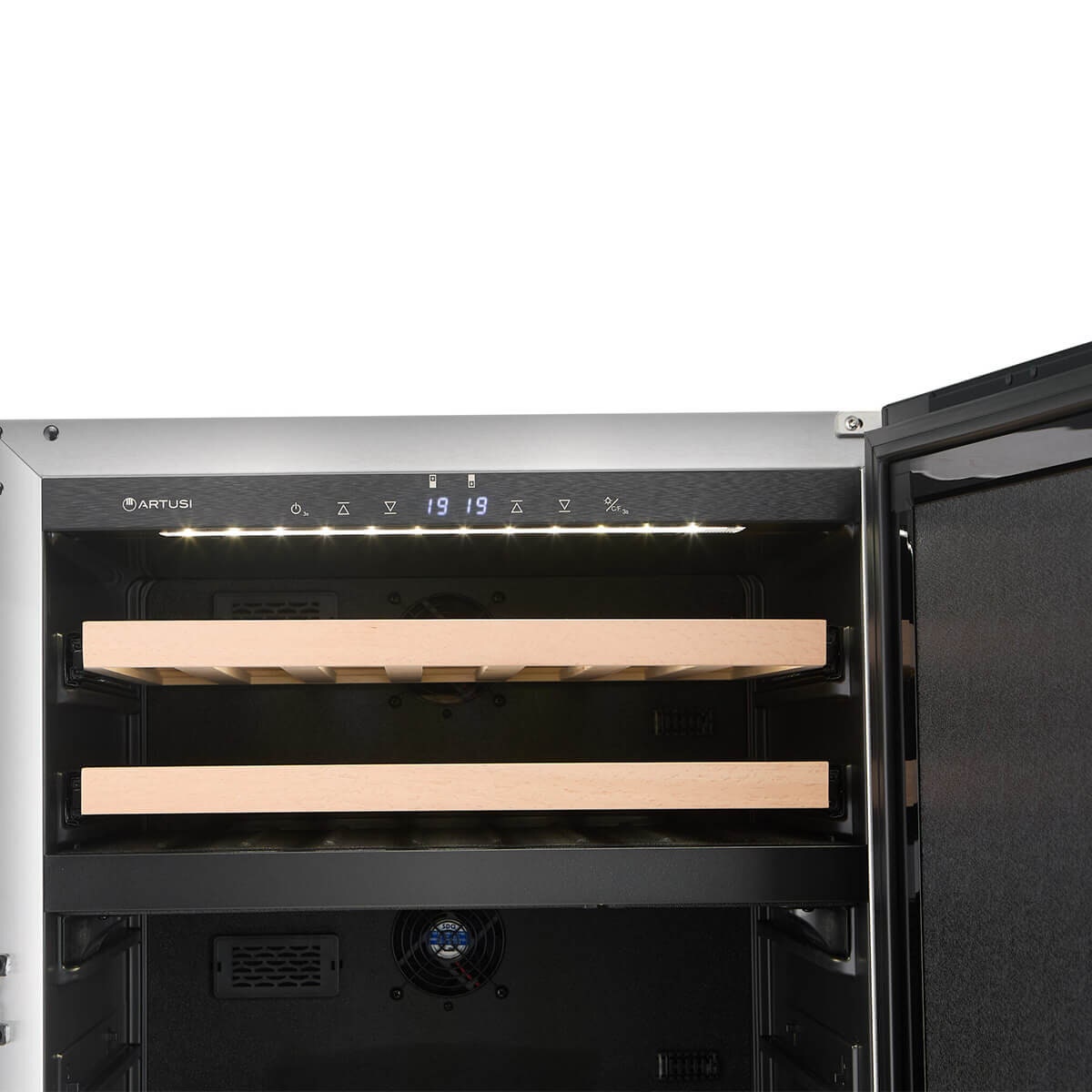 Artusi 127L dual zone outdoor beverage chiller - beech wood shelves, inverter compressor - AOFDZ127X