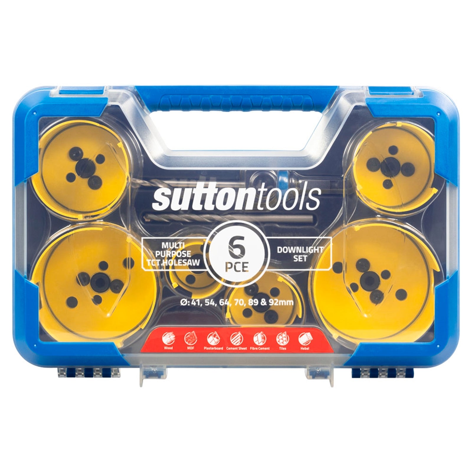 Sutton Tools 41-92mm 6 Piece Tungsten Carbide Downlight Holesaw Set