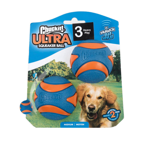 Chuckit! Medium Ultra Squeaker Ball Dog Fetch Toy 2 Pack