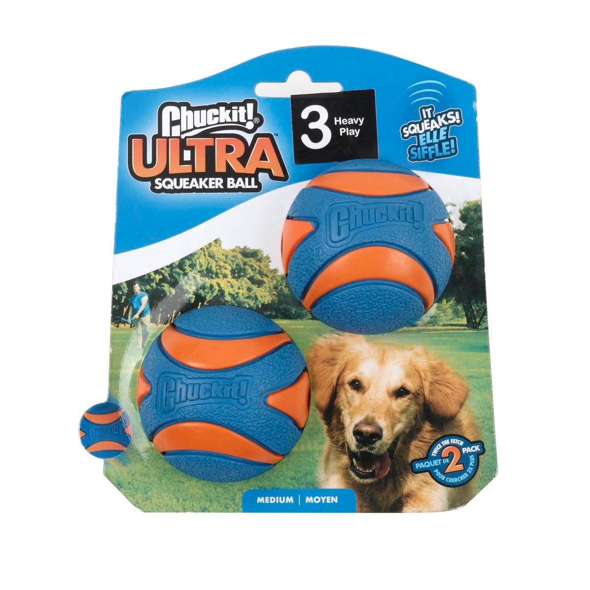 Chuckit! Medium Ultra Squeaker Ball Dog Fetch Toy 2 Pack