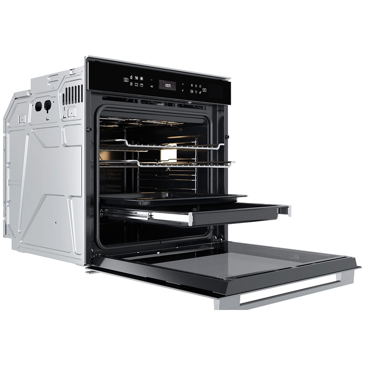 Whirlpool 60cm Pyrolytic Oven with SteamSense - 73L Gross, 6th Sense, Ready2Cook, Black - W7OSPBLAUS