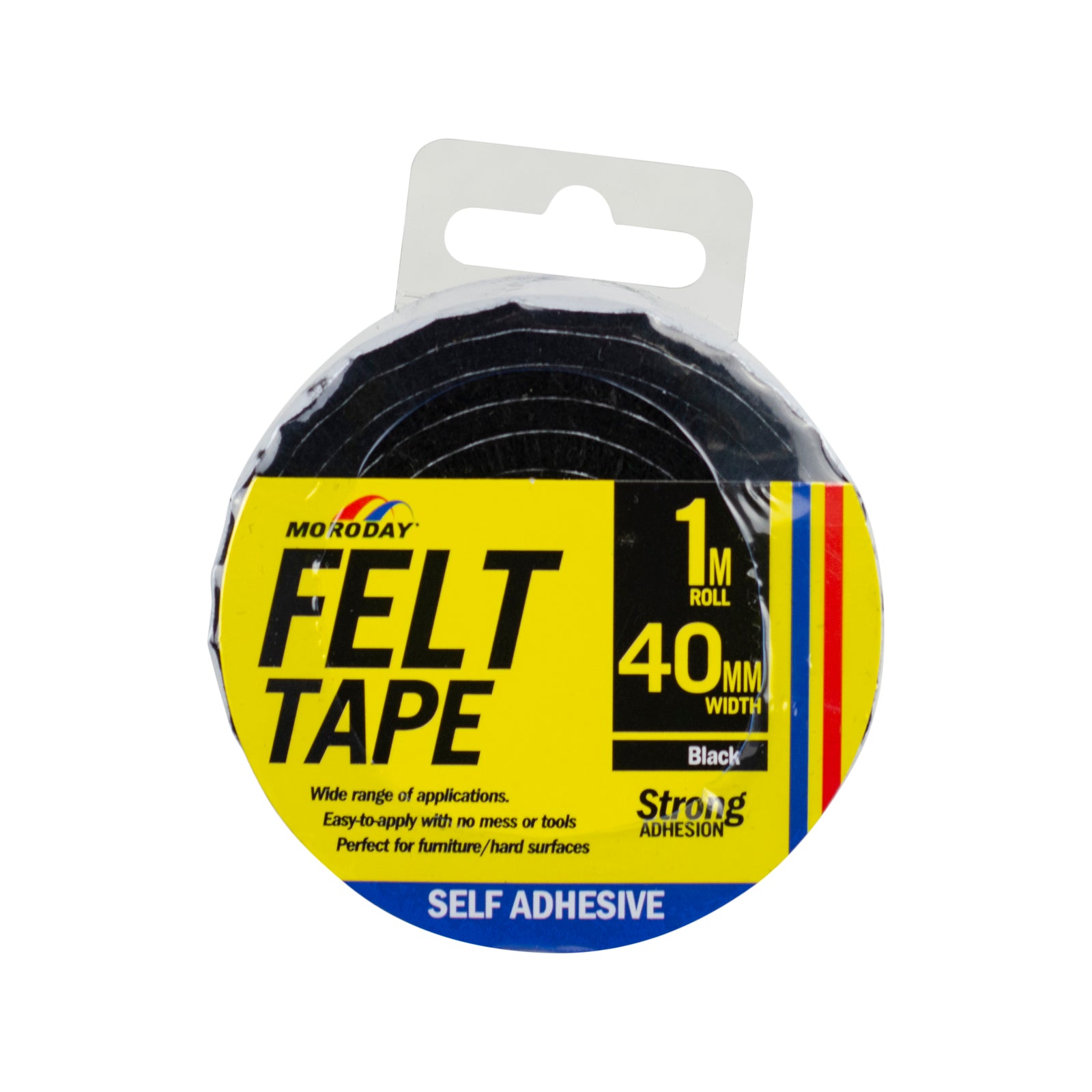 Moroday 40 x 3mm x 1m Black Felt Scratch Saver Self Adhesive Tape
