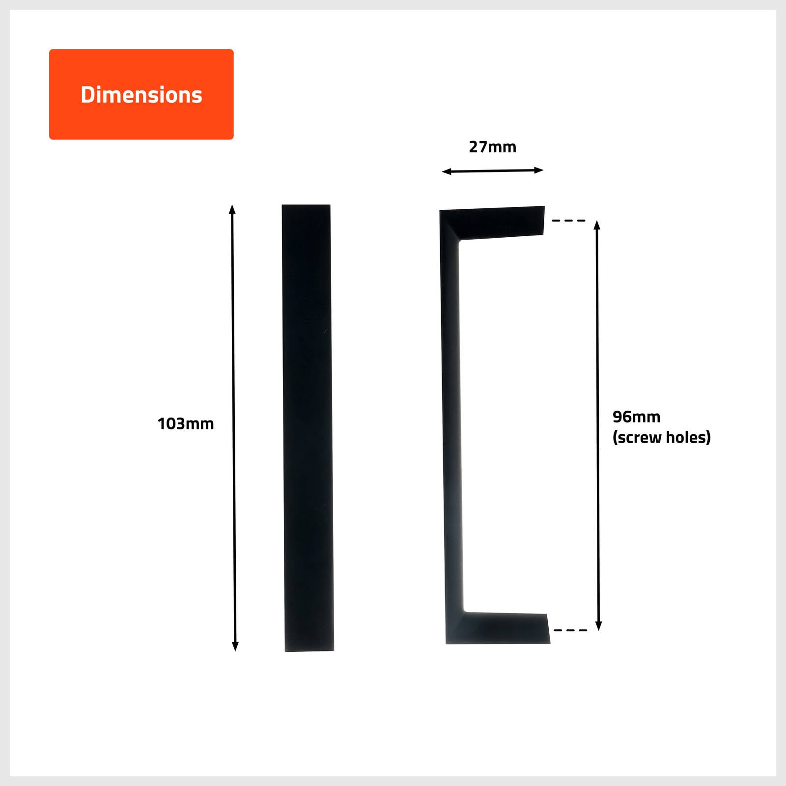 Taskmaster 96mm Matte Black 1/2 Round Steel Cabinet Handle 10 Pack