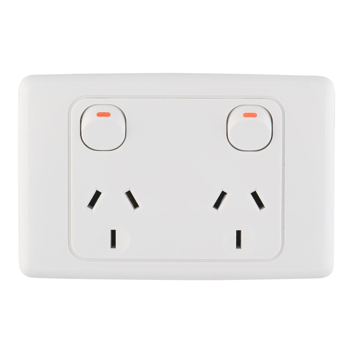 DETA Double Powerpoint White Polycarbonate 10A 250V Switched Outlet