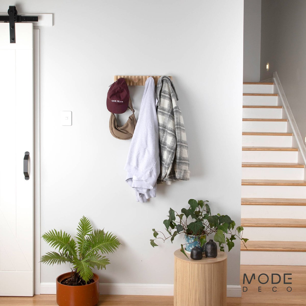 MODE 4 Timber Hooks On Fluted Timber Board Hook Rack 450mm