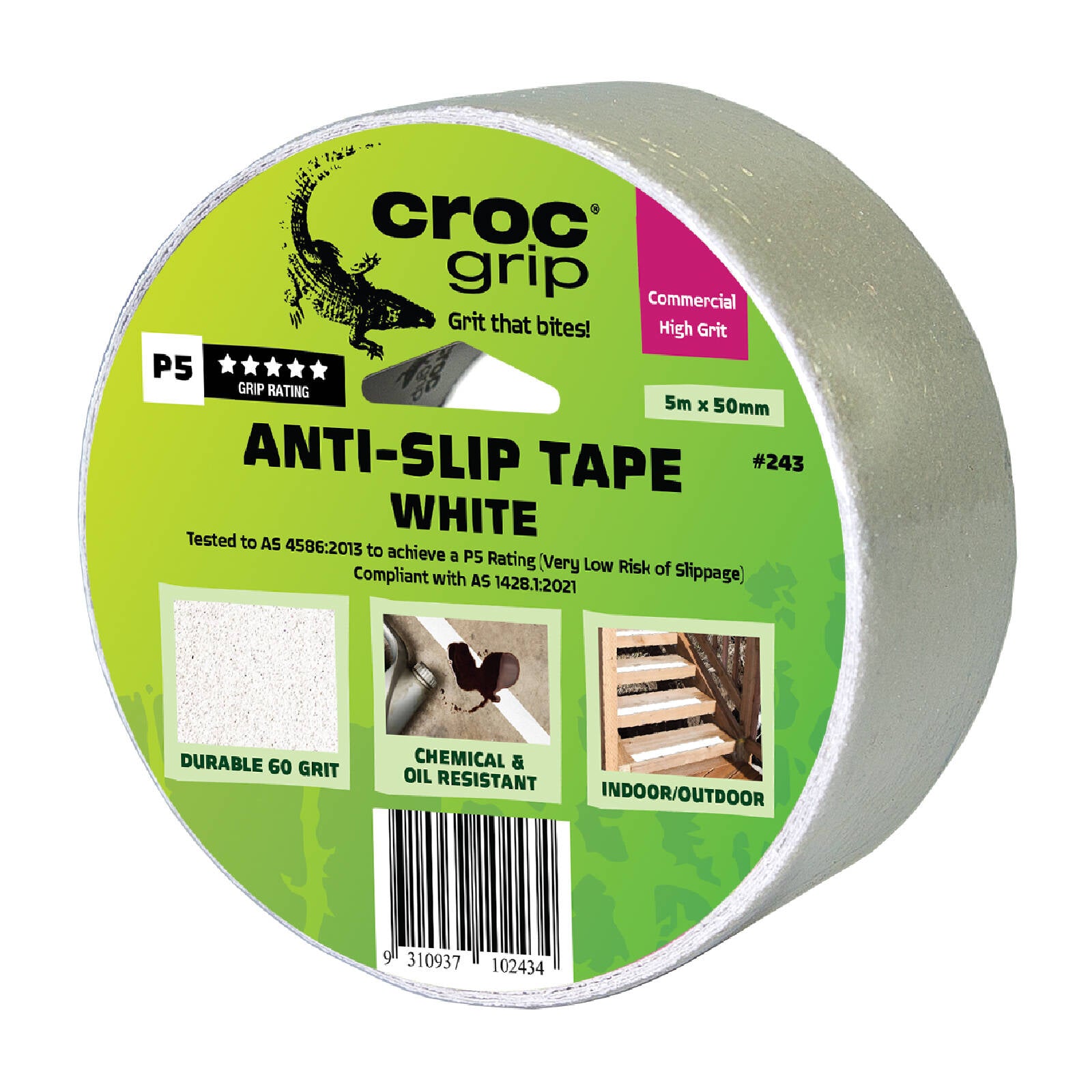 Croc Grip 5m x 50mm White 60-Grit Anti-Slip Tape