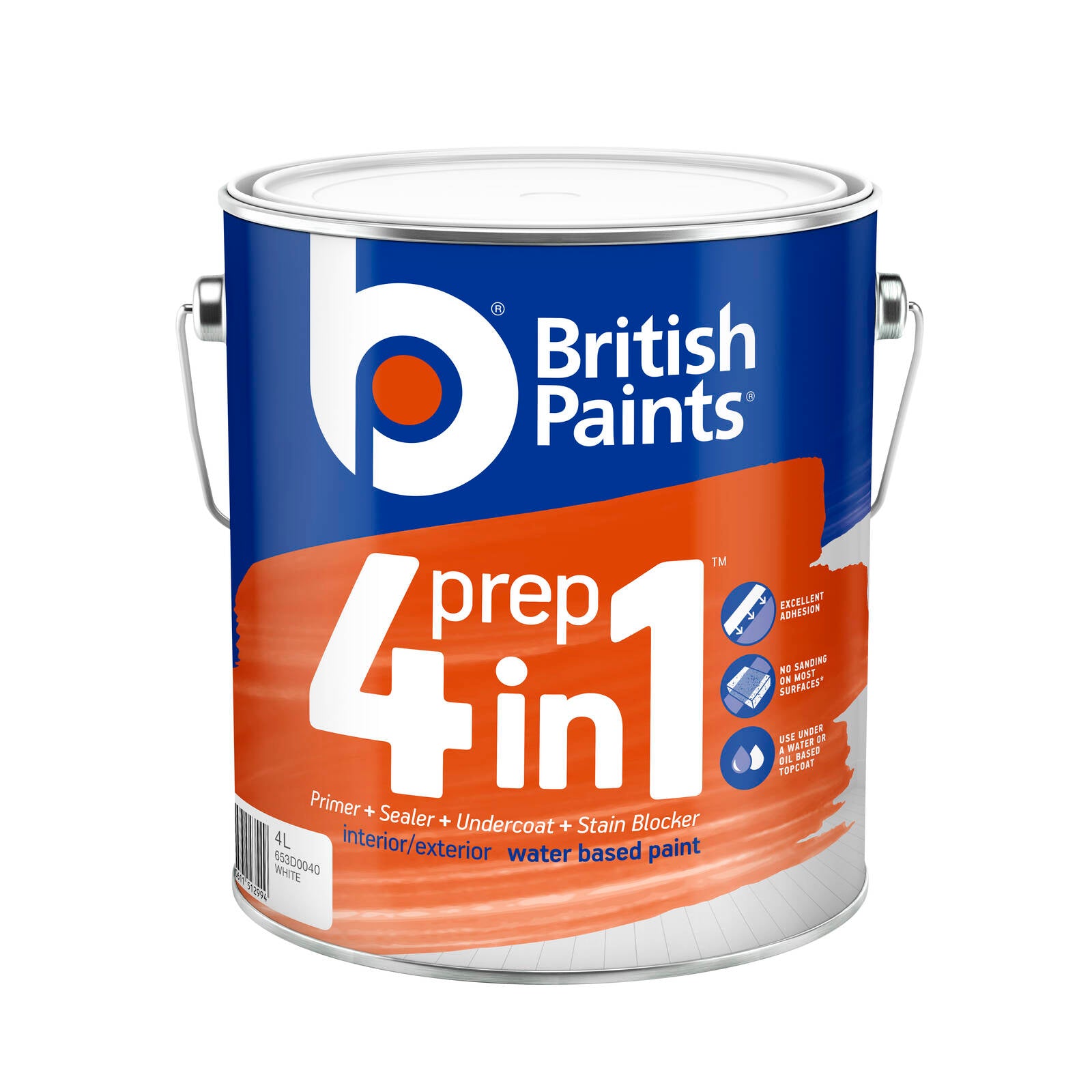 British Paints 4L White 4 In 1 Prep Primer Sealer Undercoat Indoor Outdoor
