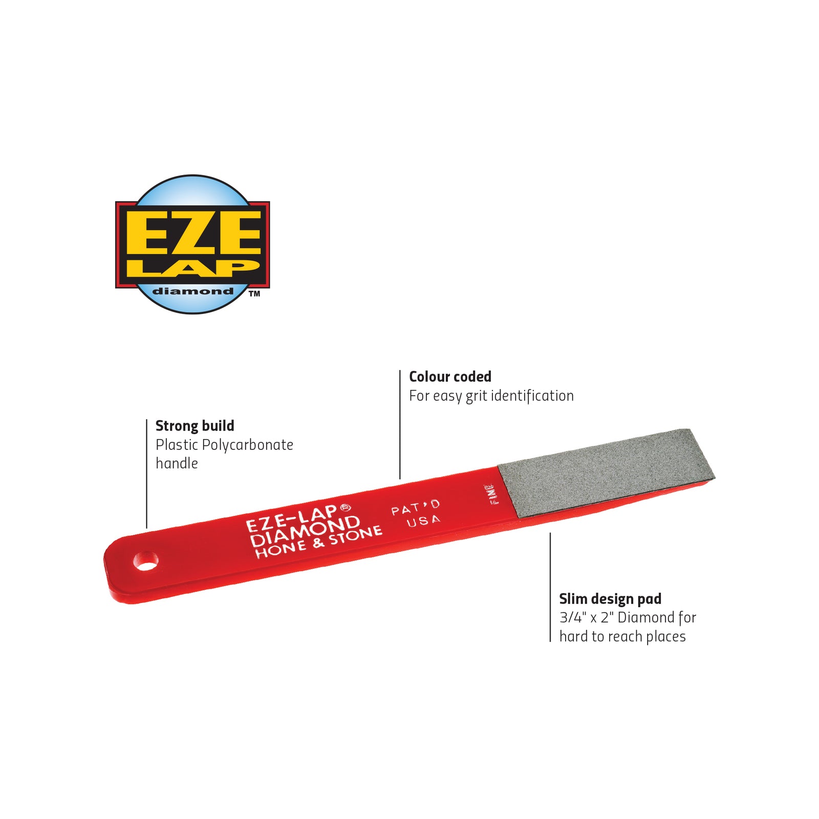 Eze-Lap 20 x 150mm Medium Diamond Hone & Stone Sharpener