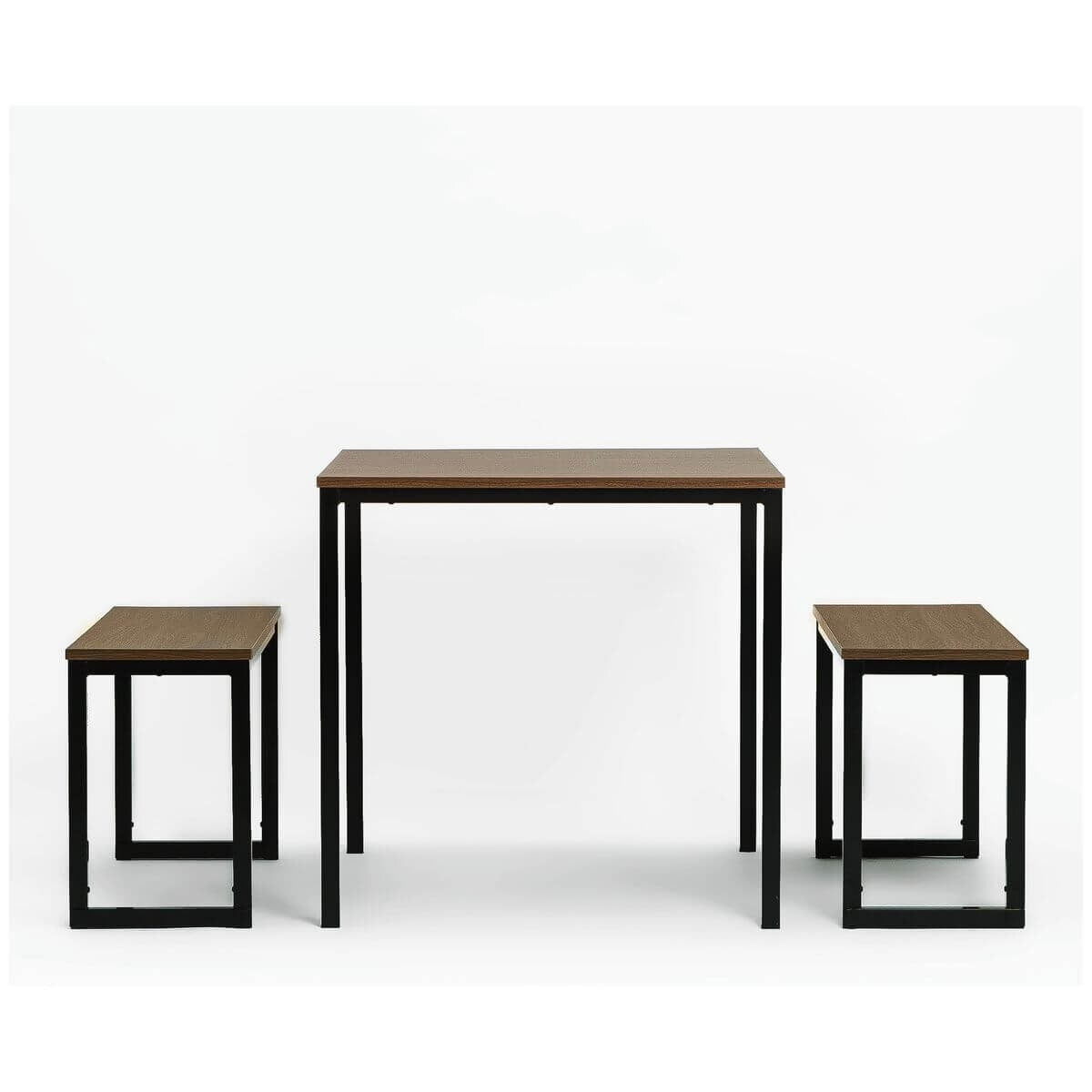 Zinus Louis 3 Piece Dining Set - Table and Two Benches, Seats Four, Steel Frame - AU-TS-4830
