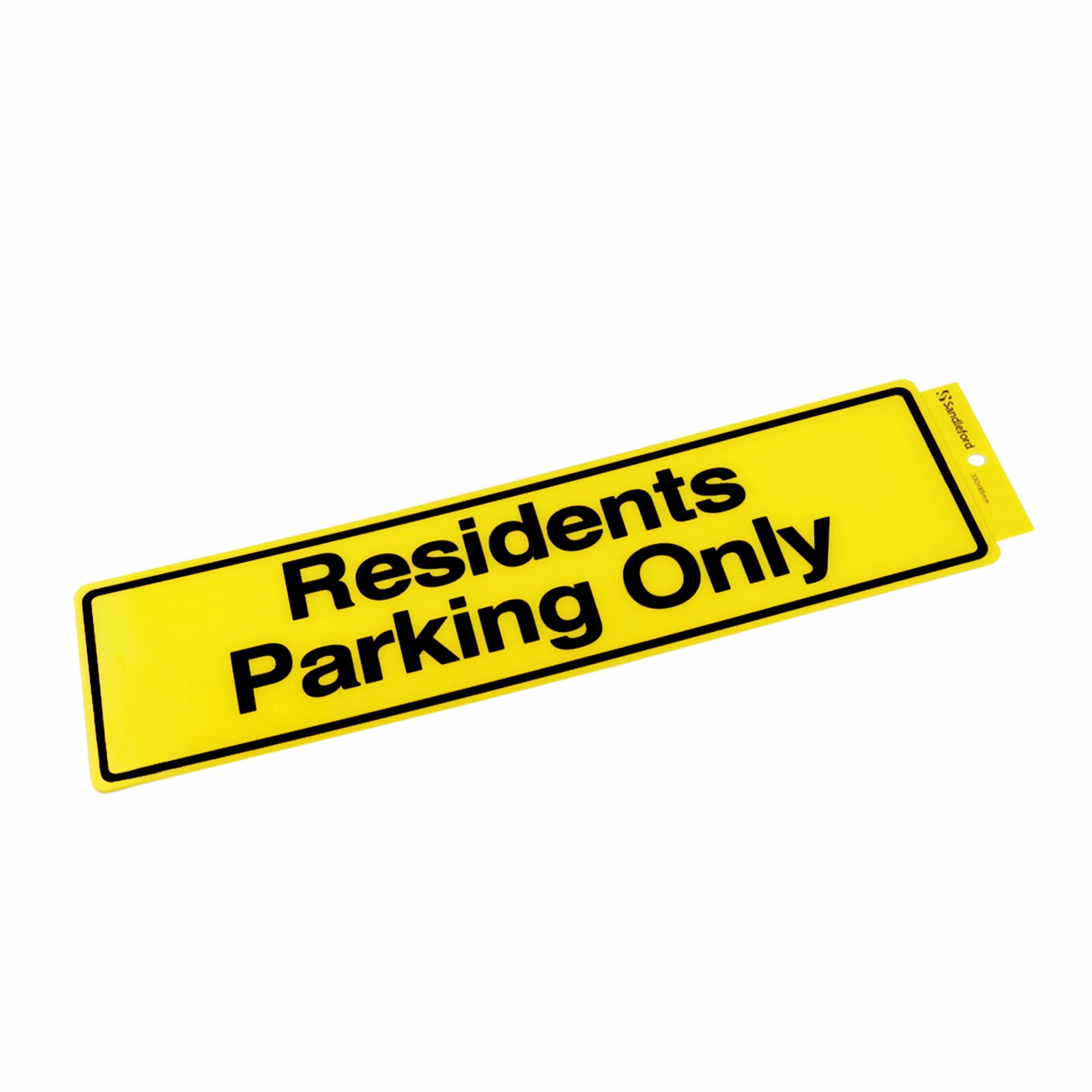 Sandleford 330 x 95mm Residents Parking Only Self Adhesive Sign - Yellow, Weather Resistant