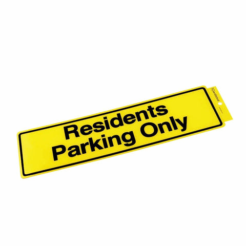 Sandleford 330 x 95mm Residents Parking Only Self Adhesive Sign - Yellow, Weather Resistant