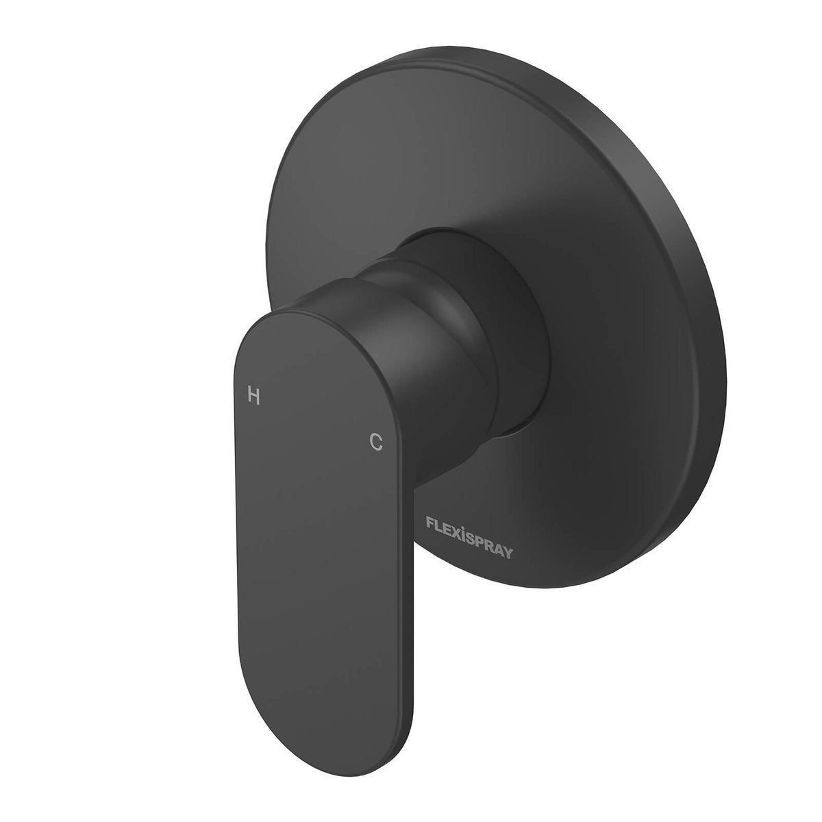 Flexispray Havana Bath and Shower Mixer Matte Black, Round 110mm Cover Plate, 35mm Ceramic Cartridge