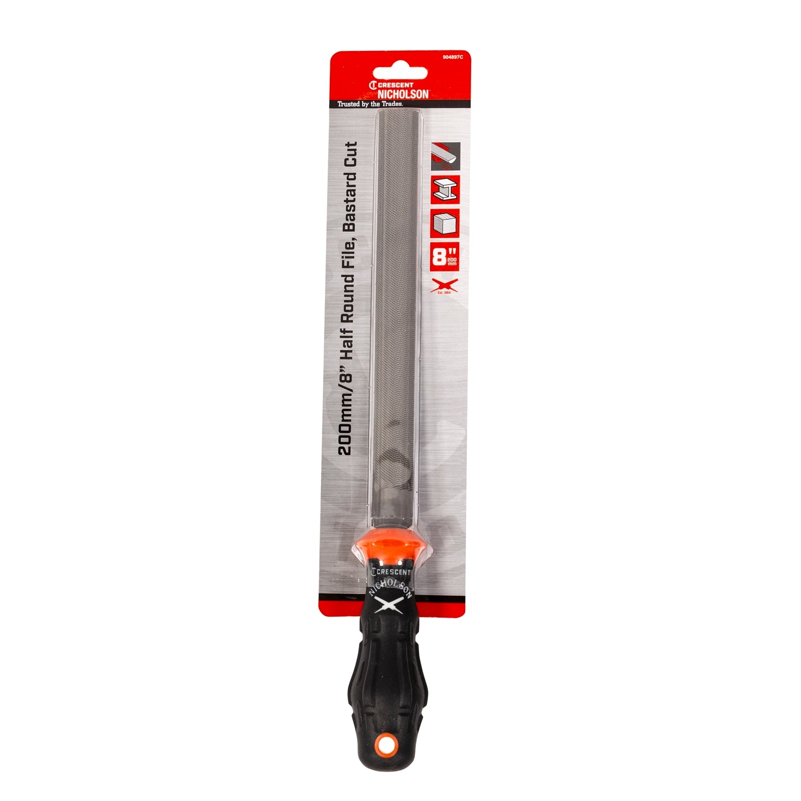 Crescent Nicholson 200mm Half Round Bastard Double Cut File