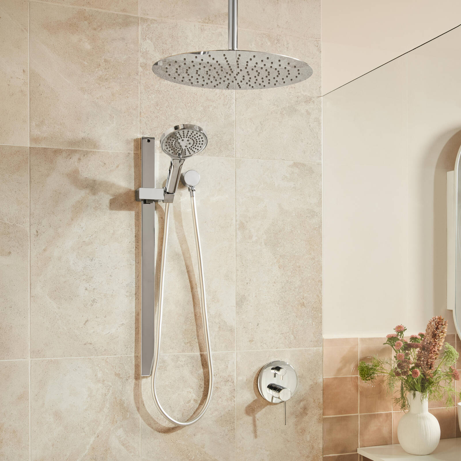 Mondella Resonance 300mm Chrome Straight Ceiling Shower Arm, Grade 304 Stainless Steel