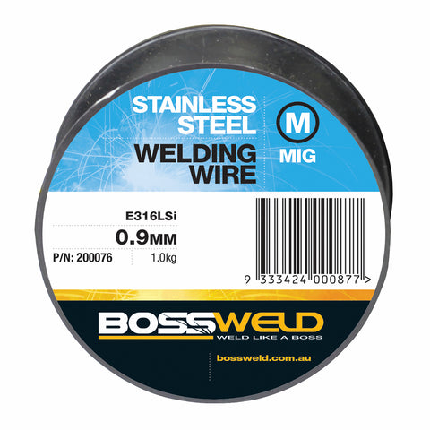 Bossweld 0.9mm x 1.0kg Stainless Steel 316LSi MIG Wire - Precision Layer Wound