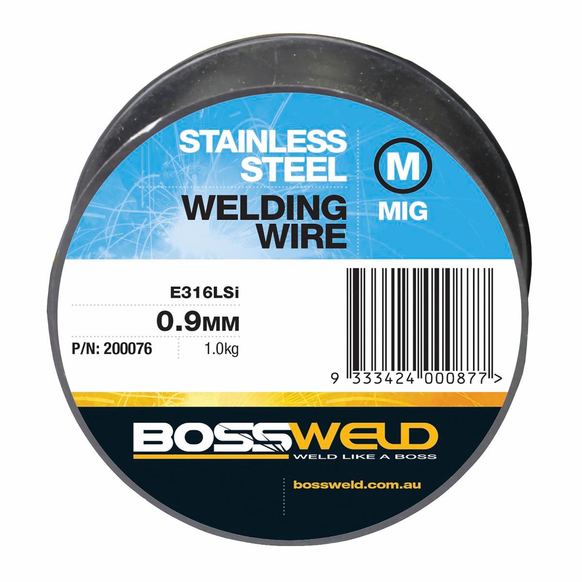 Bossweld 0.9mm x 1.0kg Stainless Steel 316LSi MIG Wire - Precision Layer Wound