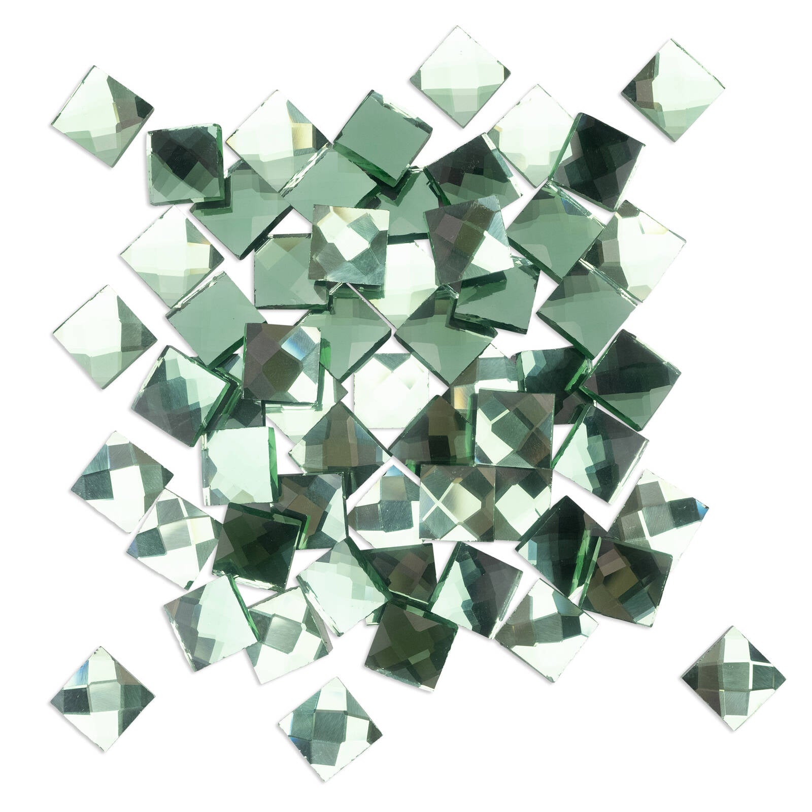 Mandala Art Green Diamond Mosaic Mirror Tiles - 63 Piece Indoor