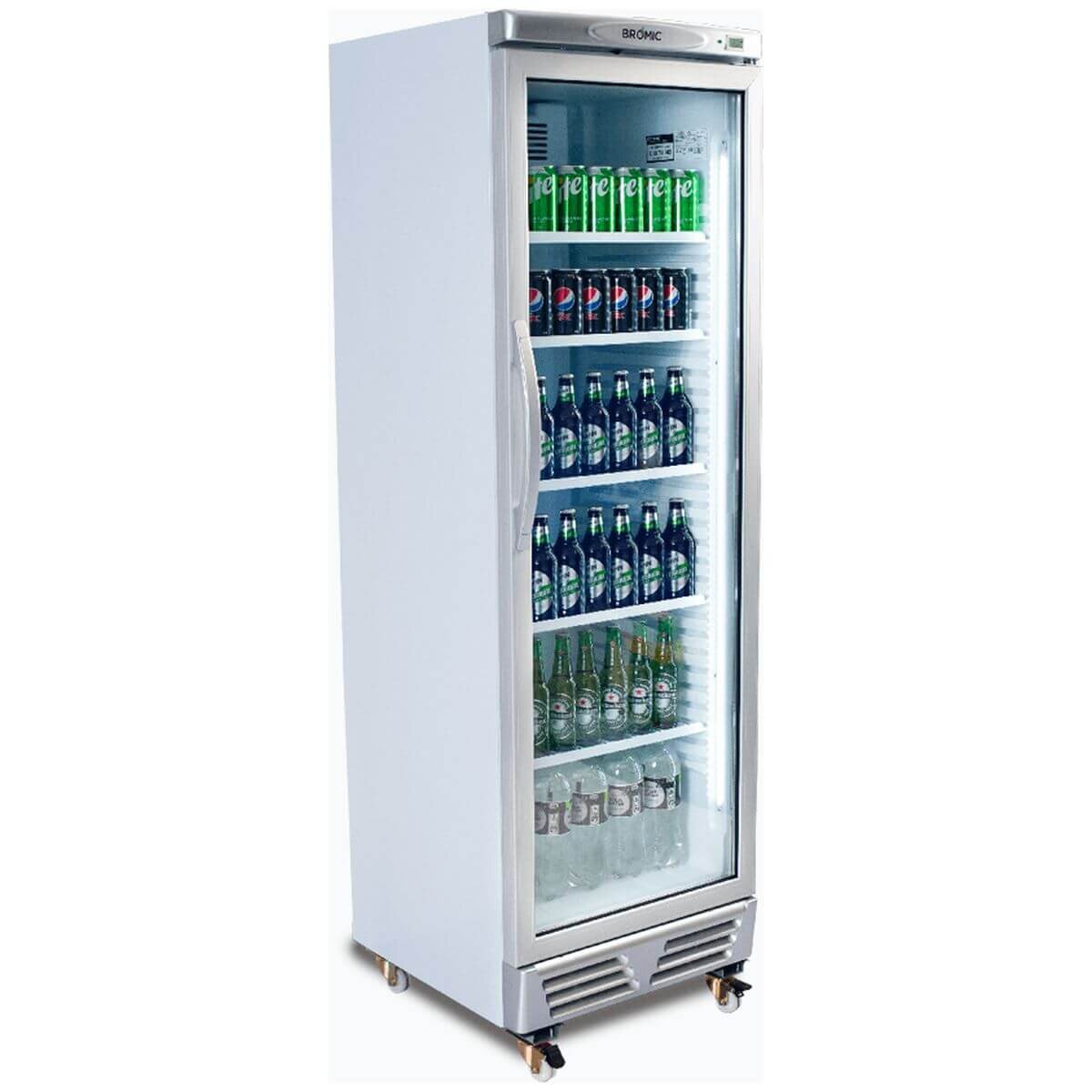 Bromic 372L Upright Display Chiller - Flat Glass Door, Fan-Forced Cooling, Five Shelves - GM0374