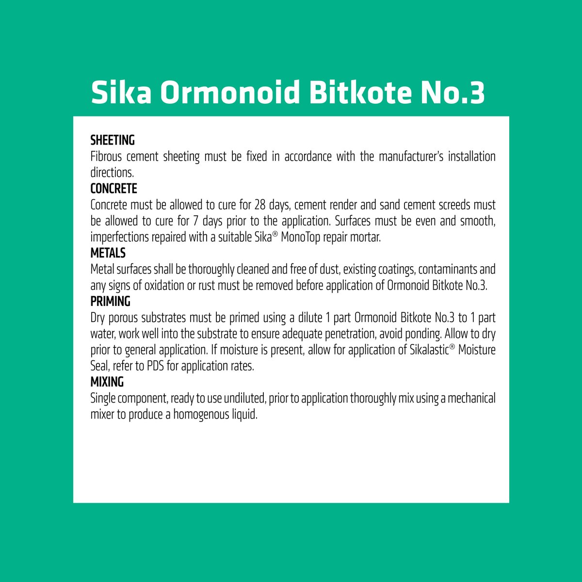 Sika 1L Ormonoid Bitkote No.3 Water-Based Bitumen Waterproof Compound