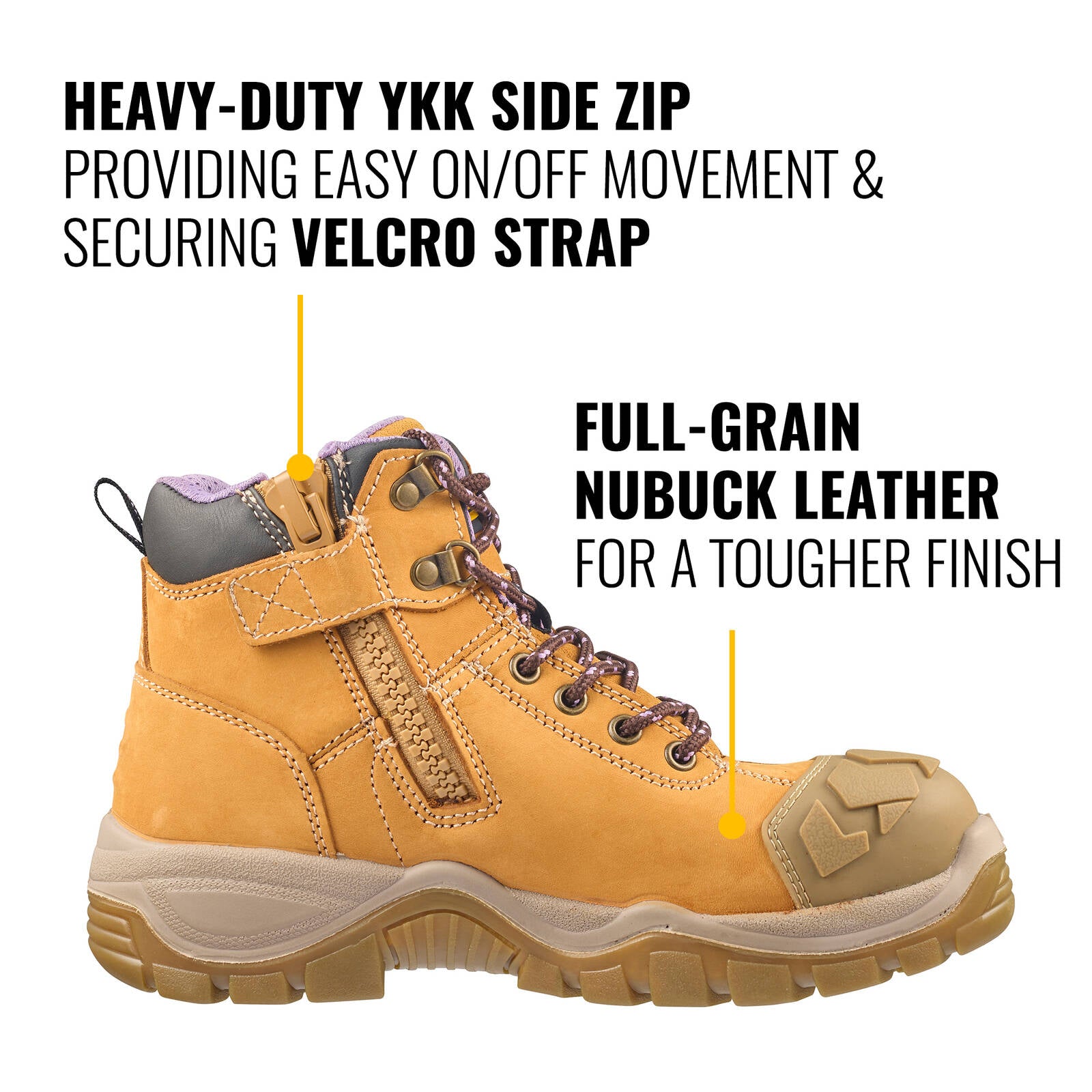 DeWALT Women's Wheat Ashton Pro Steel Cap Work Boot Size 6 - Water Resistant Nubuck, SRC