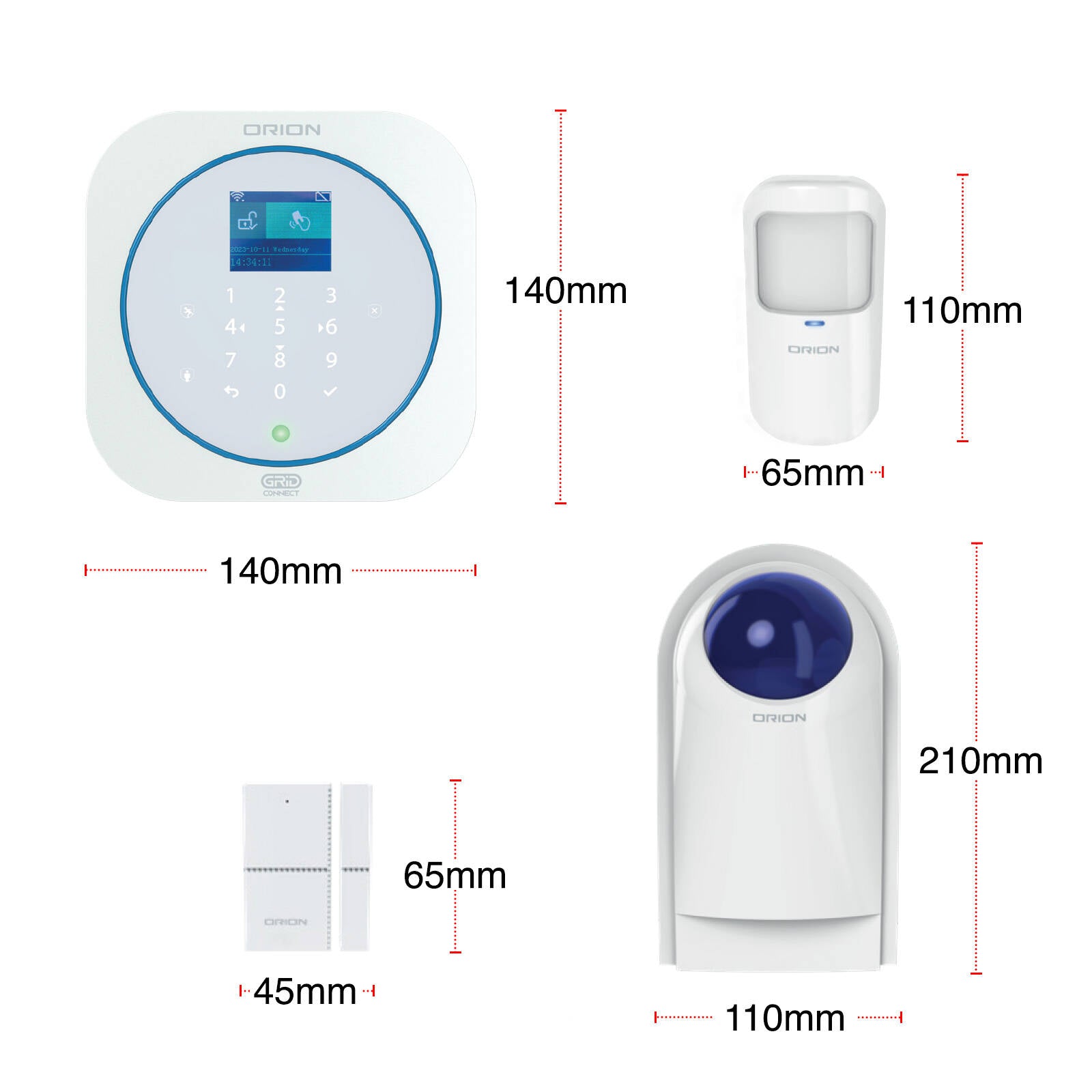 Orion Smart Alarm System Kit DA522HA with Keypad, 4 Sensors, Motion & Contact, Battery Back-Up