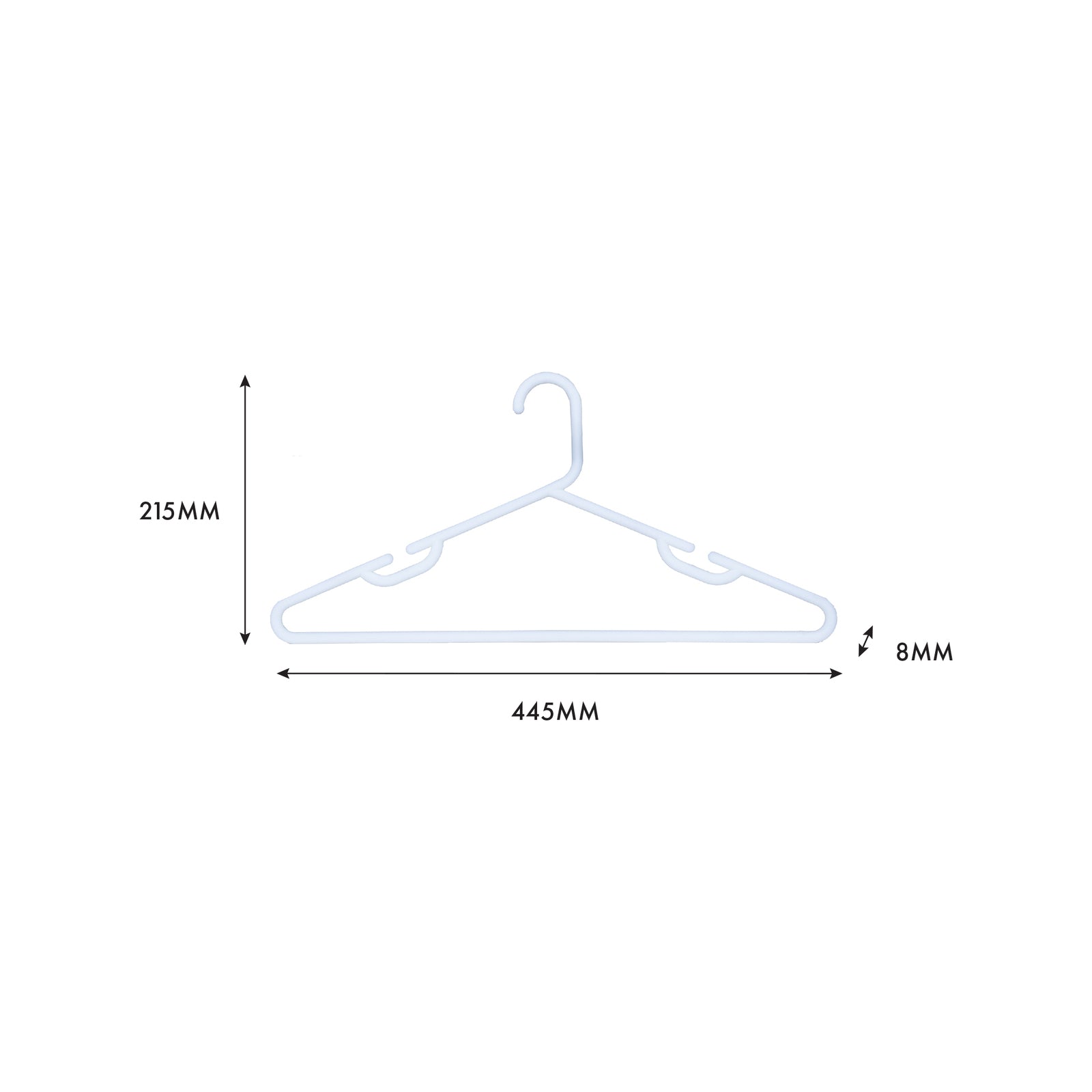 Practa White Heavy Duty Plastic Tube Clothes Hangers - 15 Pack