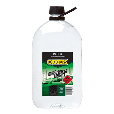 Diggers Methylated Spirits - 4L - Clear - Heavy-Duty Cleaner & Disinfectant - SuperSaverAU - view 1