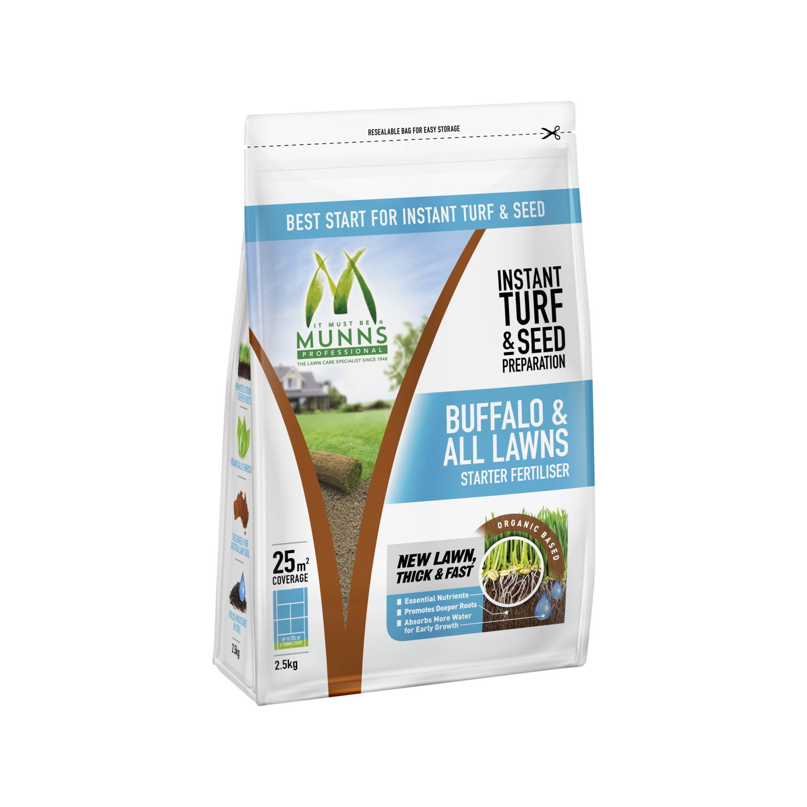 Munns Professional 2.5kg Instant Turf and Seed Starter Granular Fertiliser