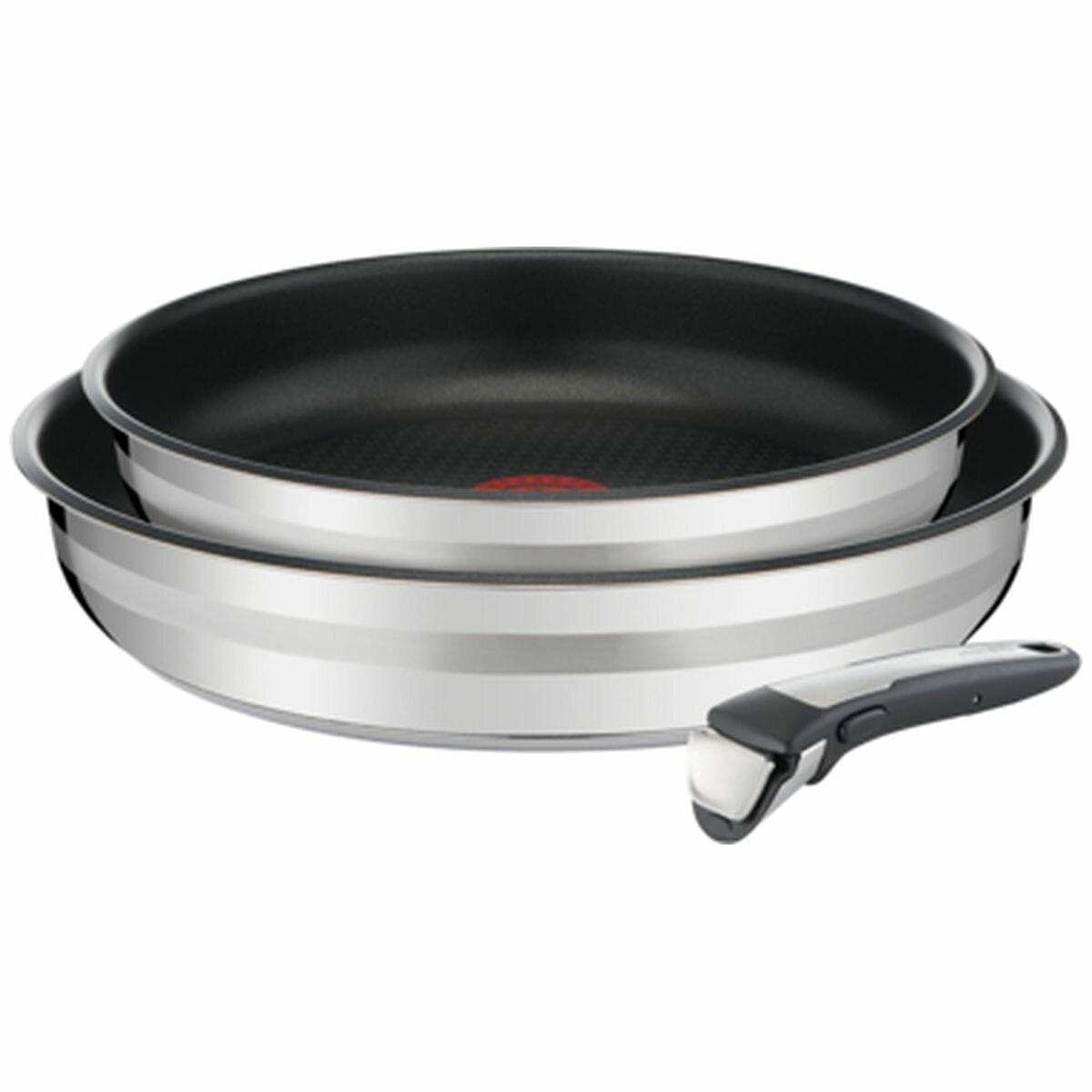 Tefal Jamie Oliver Ingenio 3 Piece Non-Stick Frypan Set - Stainless Steel, Removable Handle - L9569432