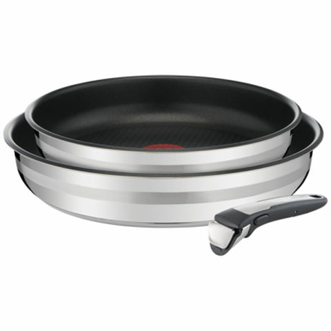 Tefal Jamie Oliver Ingenio 3 Piece Non-Stick Frypan Set - Stainless Steel, Removable Handle - L9569432