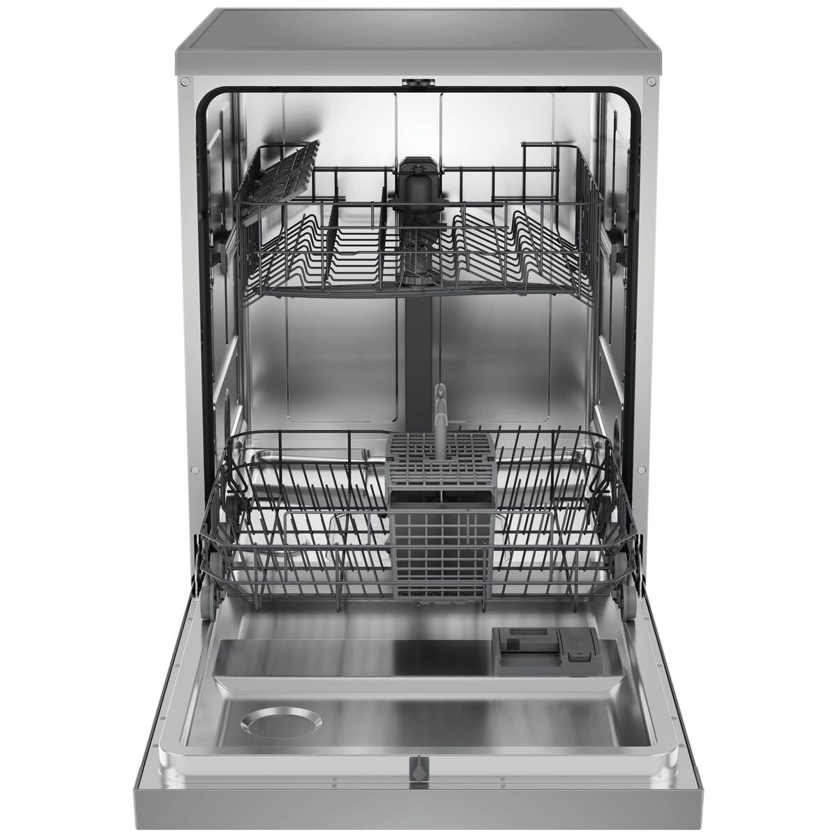Haier 60cm 300 Series Freestanding Dishwasher - 13 Place Settings - Satina - Auto Wash Sensing - HDW13F0S1