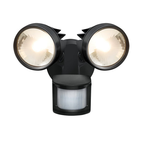 HPM SIKA 25W LED Twin Security Light with Sensor, IP44 Die Cast Aluminium, Black LSS0125WBL