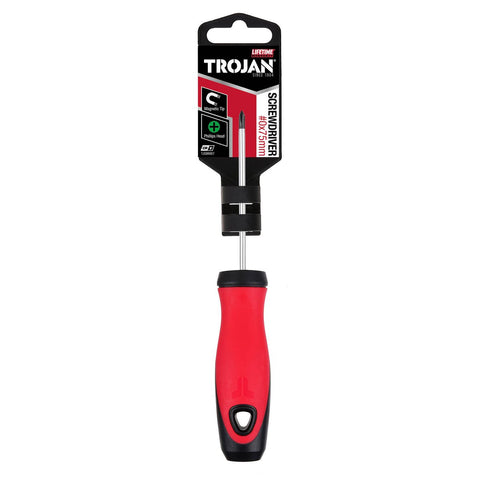 Trojan 75mm No 0 Phillips Screwdriver - Magnetic Tip - Chrome Vanadium Steel - Ergonomic Handle - SuperSaverAU - view 1