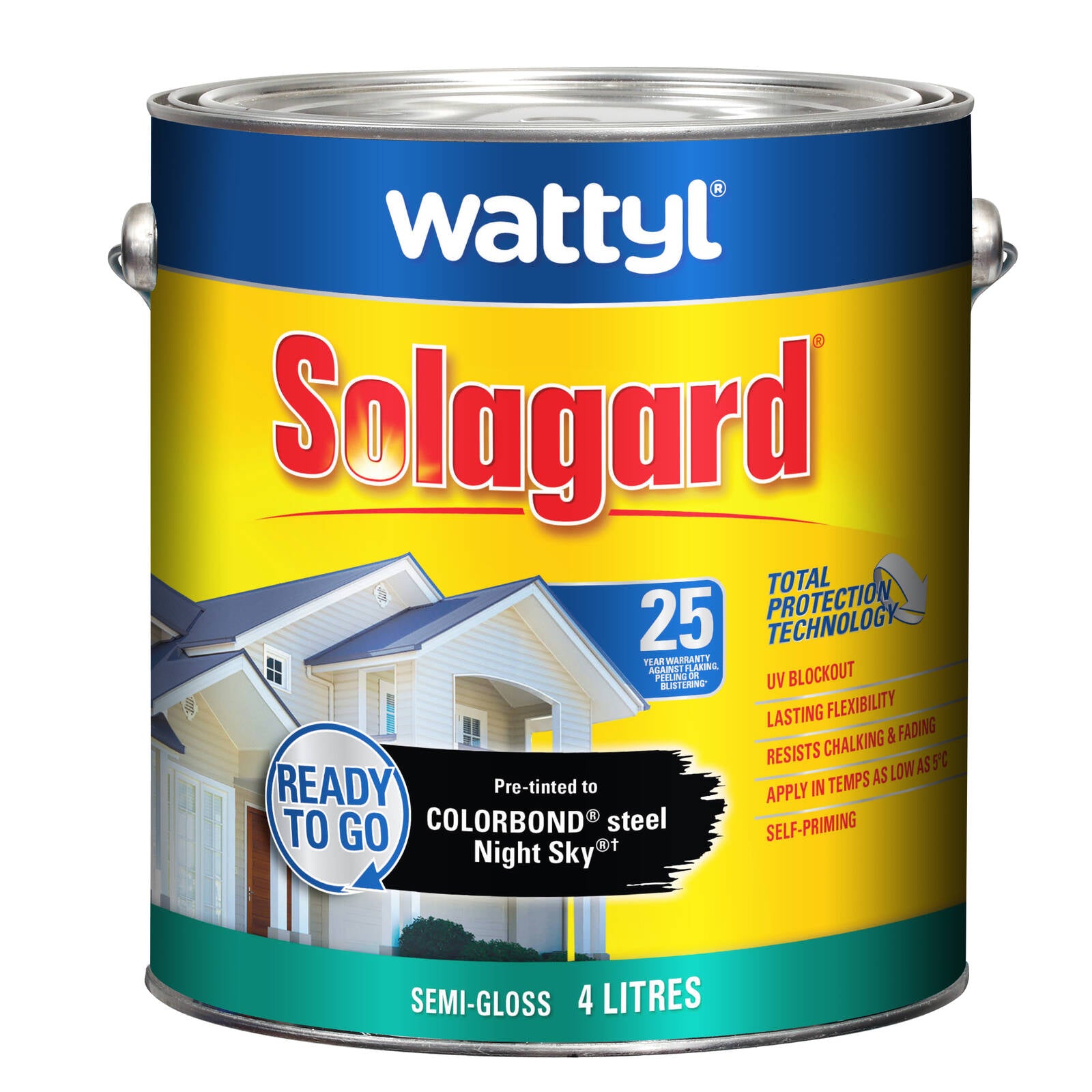 Wattyl Solagard Night Sky Semi-Gloss Pre-tinted Exterior Paint 4L UV Resistant Outdoor