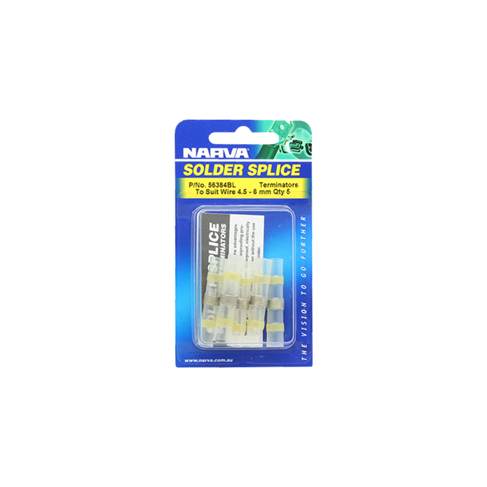 Narva 4.5-6mm Yellow Polyolefin Solder Splice - 5 Pack