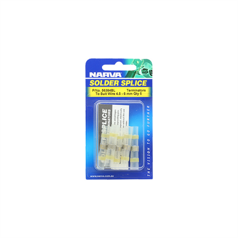 Narva 4.5-6mm Yellow Polyolefin Solder Splice - 5 Pack