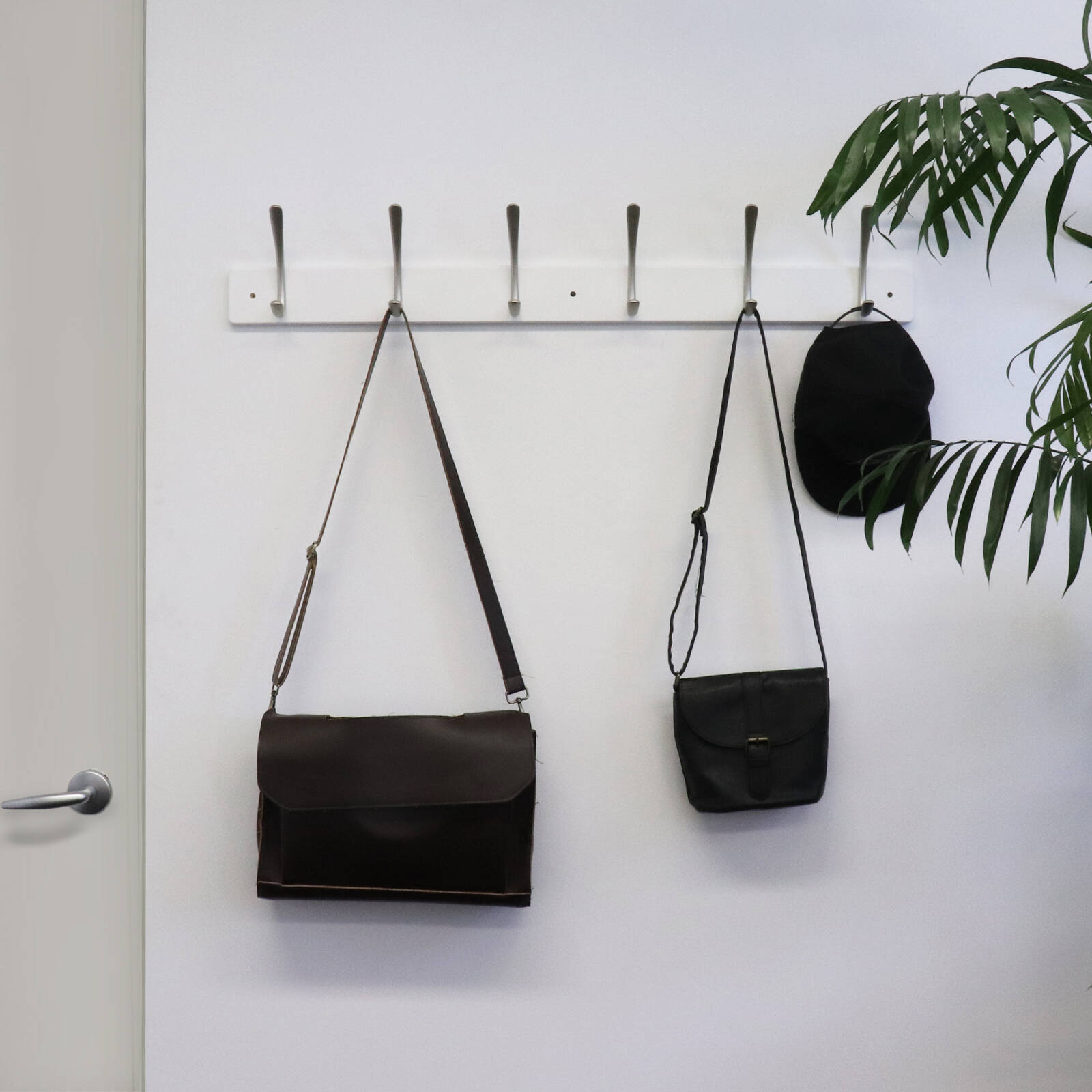 Adoored 6 Double Hook White Board Deco Hook Rack MDF - Satin Chrome