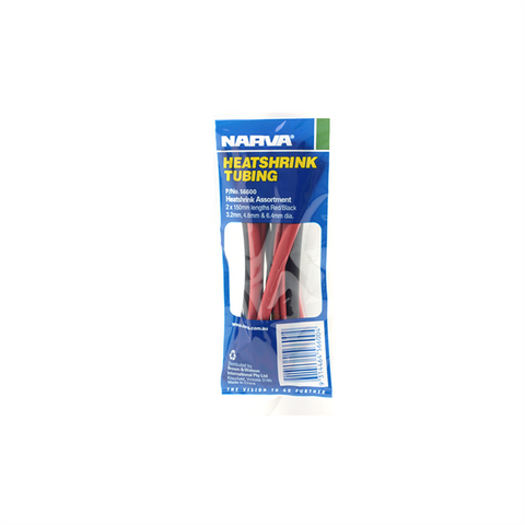 Narva 150mm 3.2-6.4mm Red and Black Assorted Heatshrink Tubing - 12 Pack