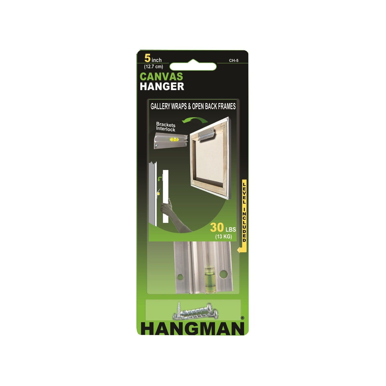 Hangman 13cm Canvas Picture Hanger Brushed Aluminium 9kg Load