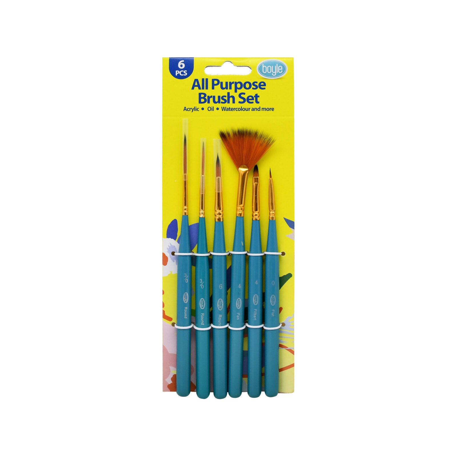 Boyle 6 Piece All Purpose Brush Set Gold Taklon Synthetic Hair