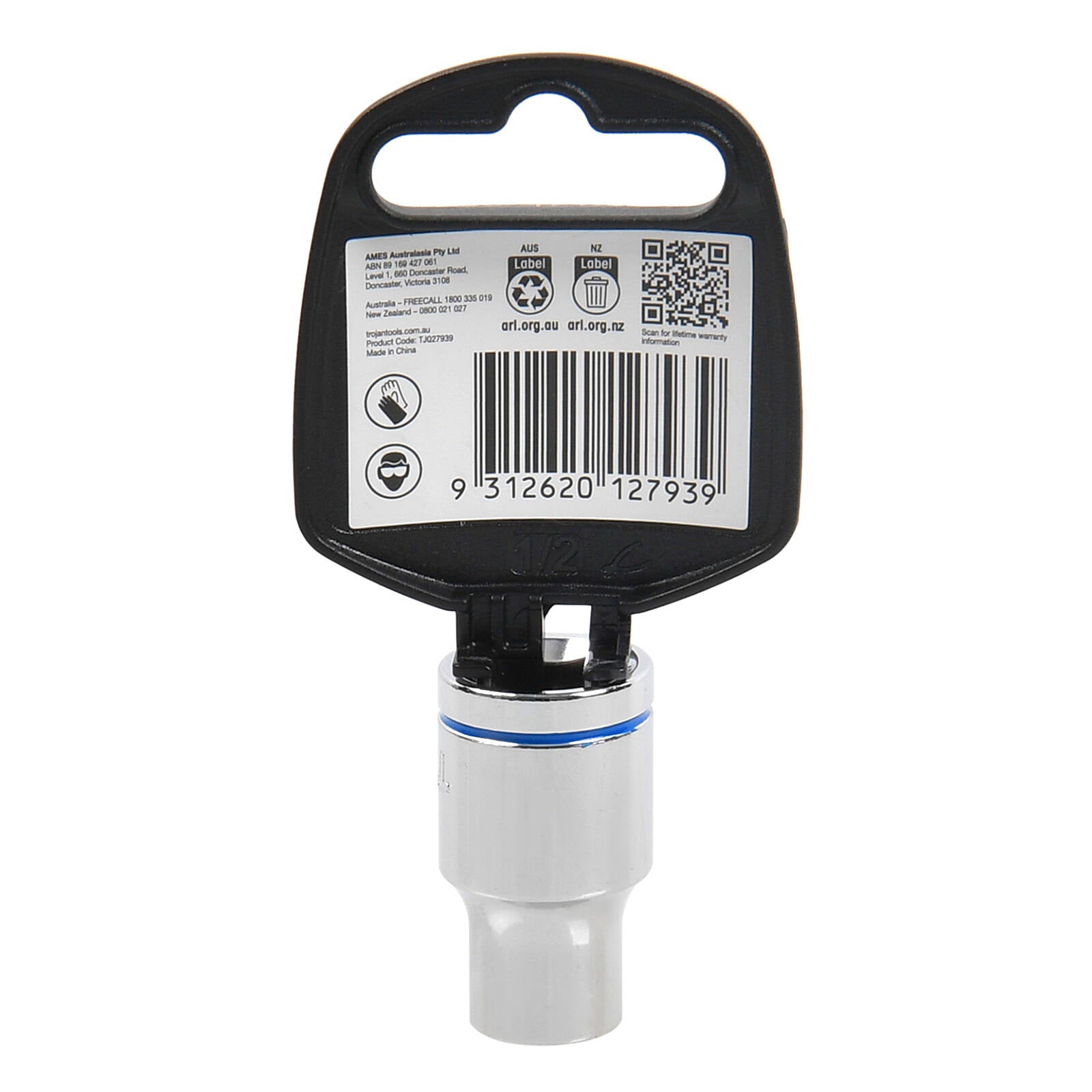 Trojan 10mm Socket, 1/2" Drive, Chrome Vanadium, 12 Point