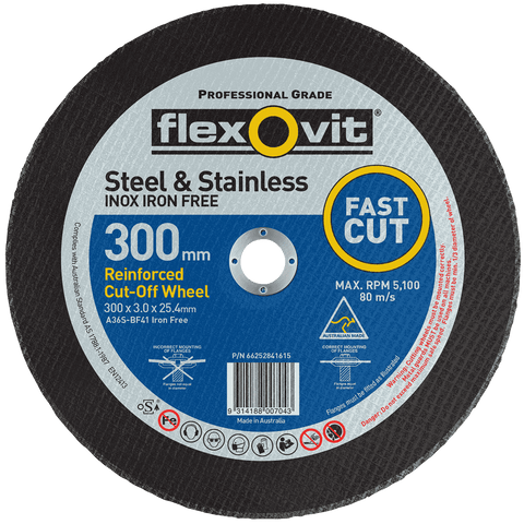 Flexovit 300 x 3.0 x 25.4mm Aluminium Oxide Metal Cutting Wheel