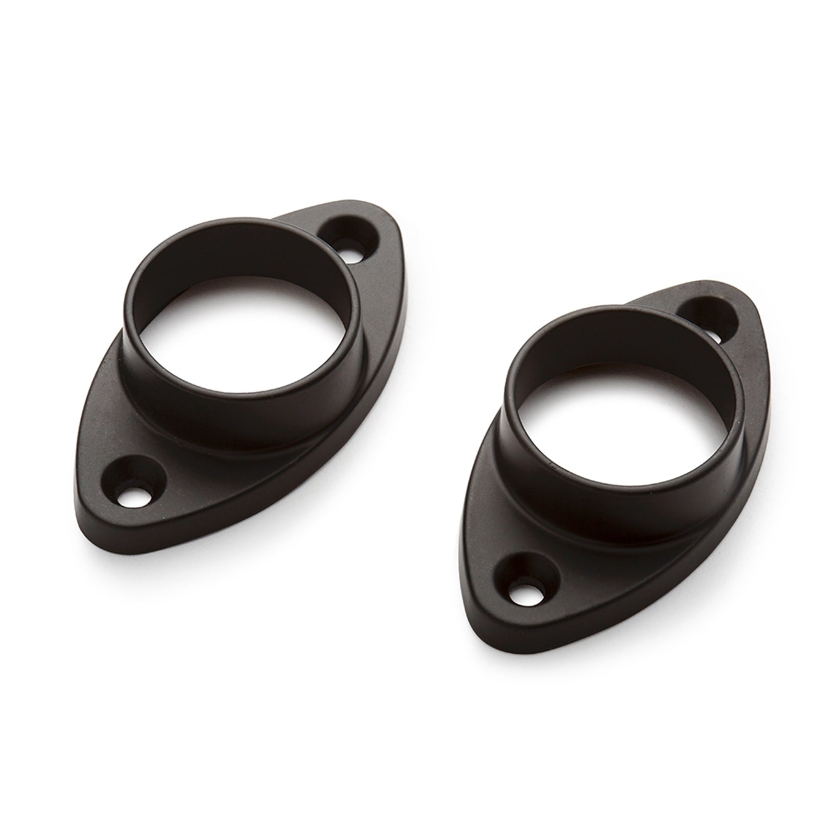 Sandleford 25mm Matte Black Steel Rod Fitting Oval Flange 2 Pack