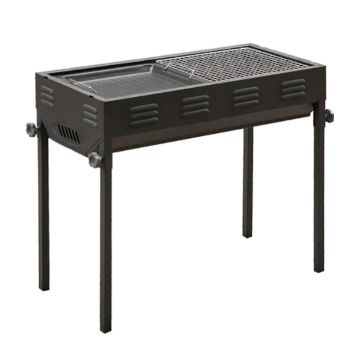 SOGA 66cm Freestanding Charcoal Box BBQ - Black Steel - Portable Flat Pack - CHARCOALLBOXC1