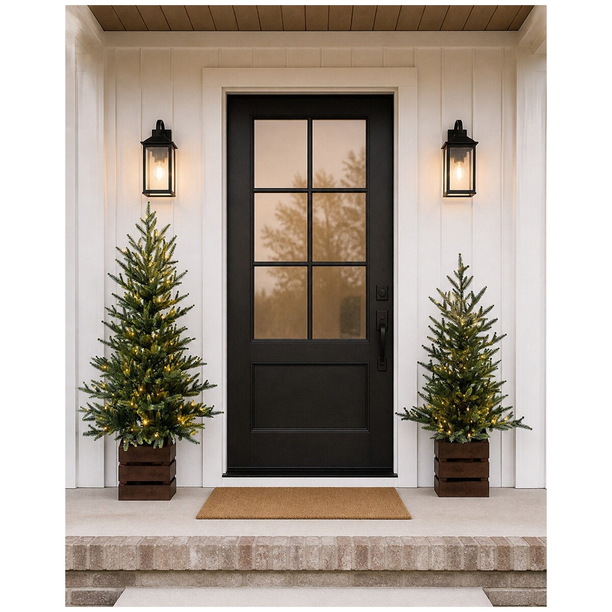 Battery-Operated Artificial Christmas Pine Tree Pair in Crate Bases, 1.2m and 0.9m Sizes, by CGH — image 8