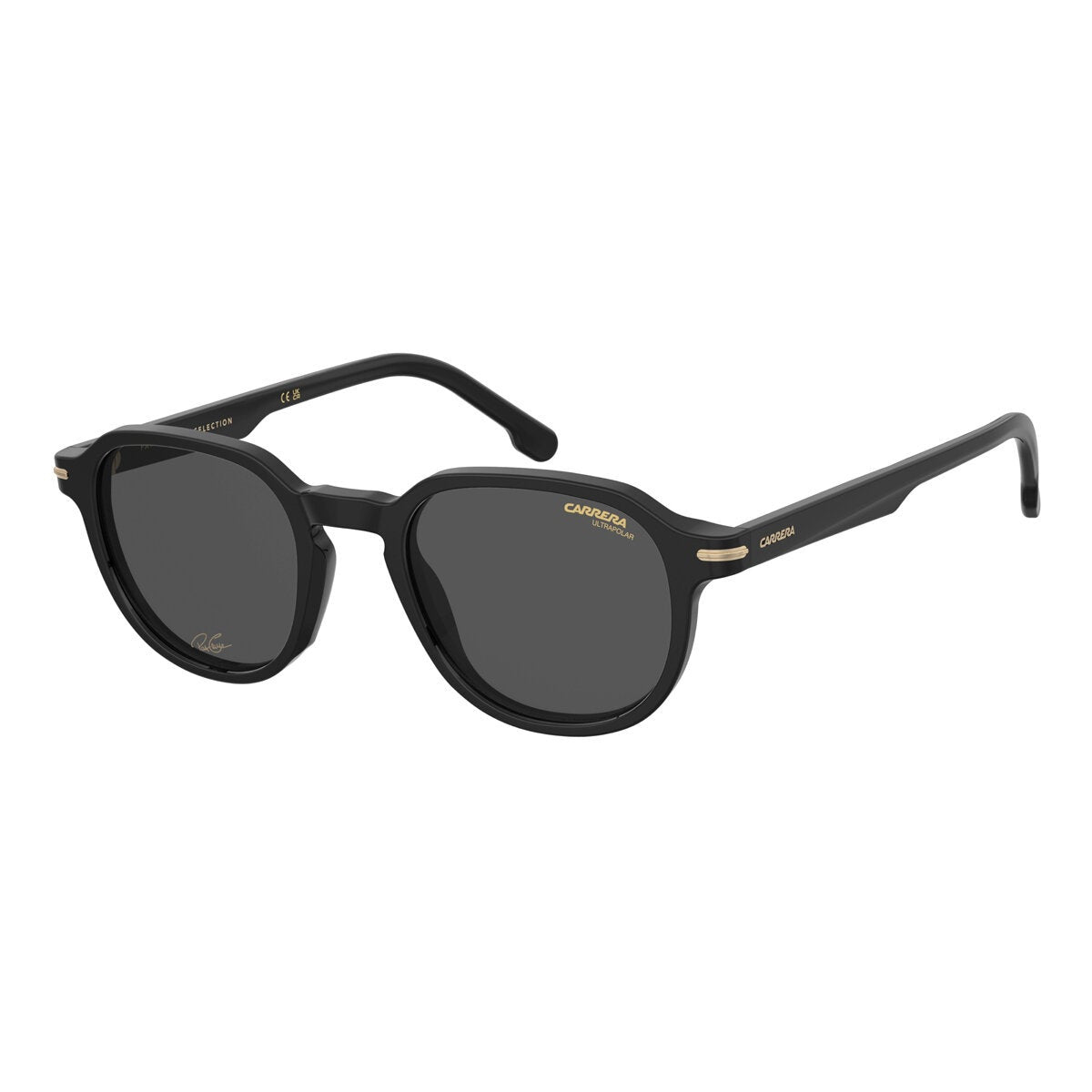Rectangular Mirrored Polarised Sunglasses for Men in Black and Green from Carrera Signature 376/S/PAT 7ZJ