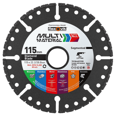 Flexovit 115mm Diamond Multi Blade for Angle Grinders - Multi Material Cutting